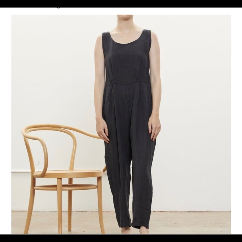 Black Crane Linen Black Jumpsuit
